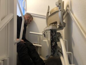 Driving a stairlift off the rail